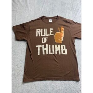 Mens L funny Brown Rule of Thumb Graphic T Shirt Large Jerzees Heavyweight Blend